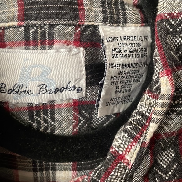 Vintage Bobbie Brooks cotton plaid short sleeve button down shirt with hearts - Picture 4 of 5
